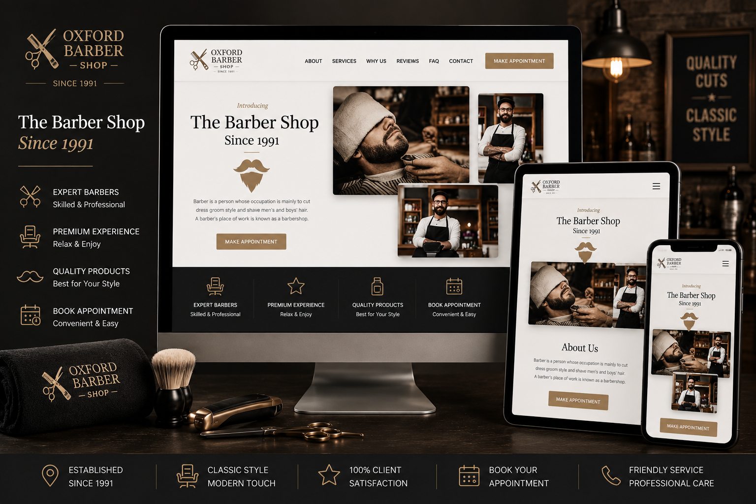 Capa do Projeto Oxford Barber - Barber Shop Reino Unido