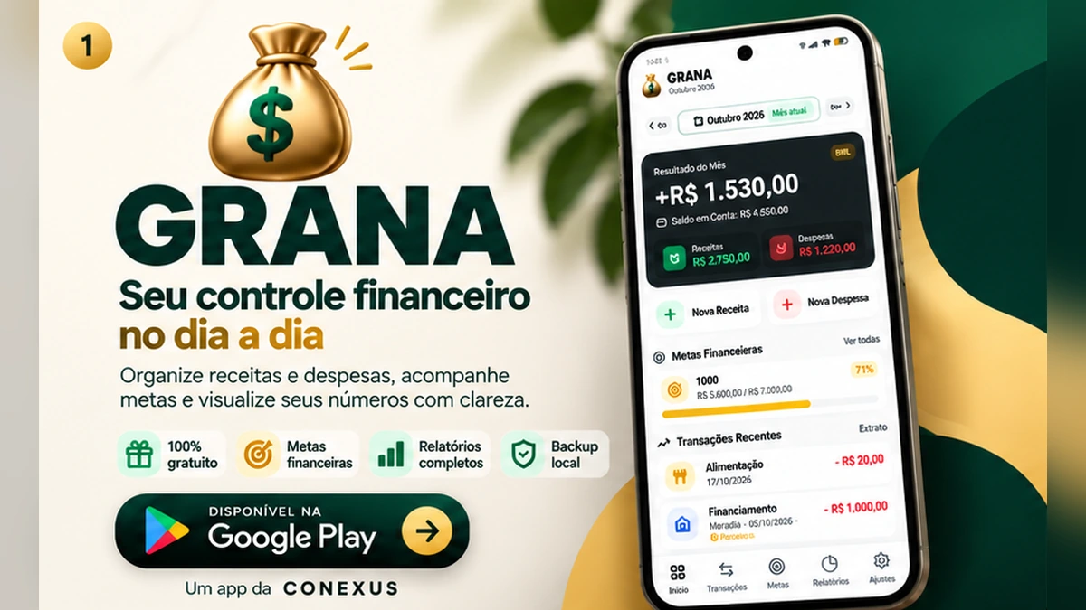 Capa editorial do artigo: GRANA, aplicativo desenvolvido pela CONEXUS na Google Play