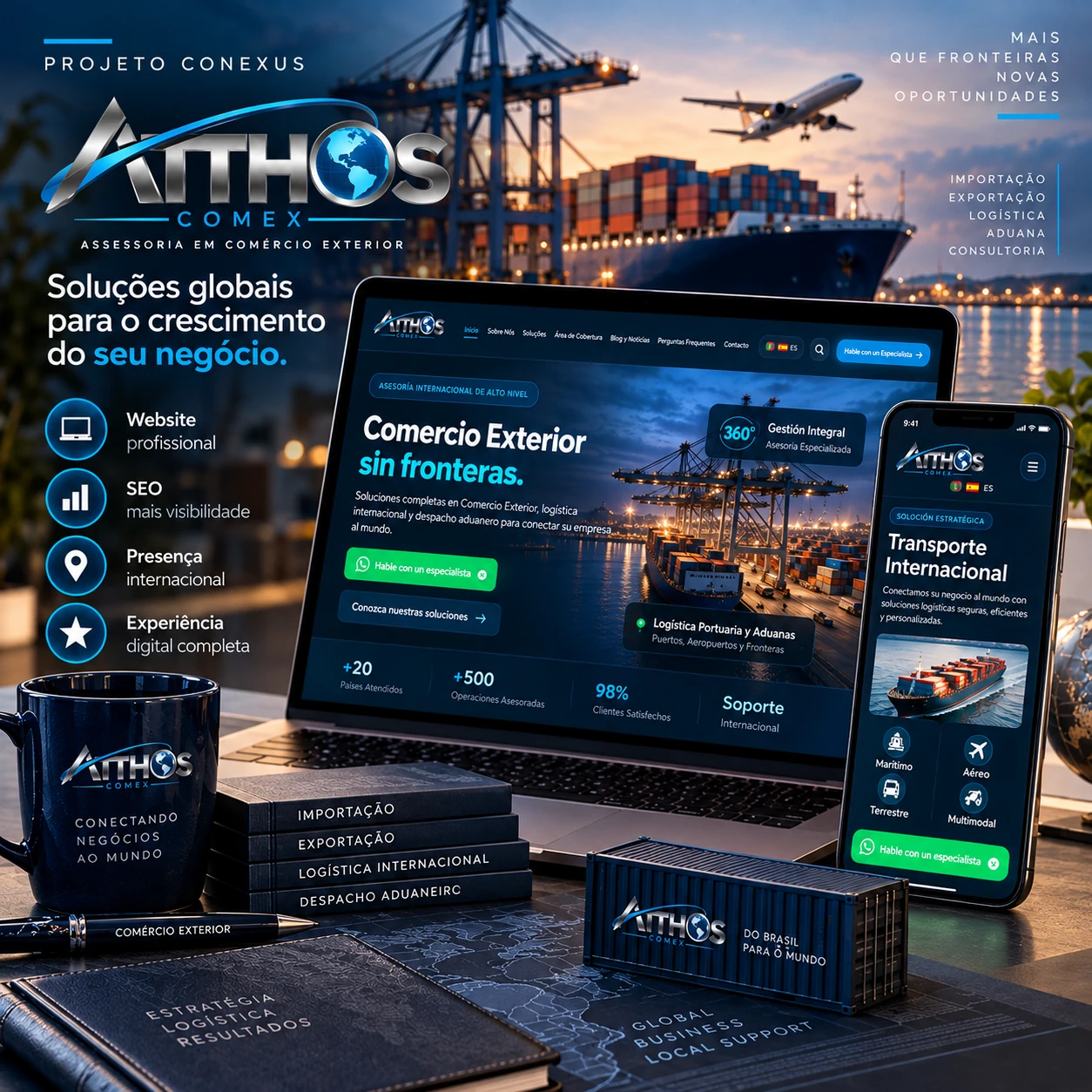 Projeto digital Atthos Comex em São José dos Pinhais desenvolvido pela CONEXUS