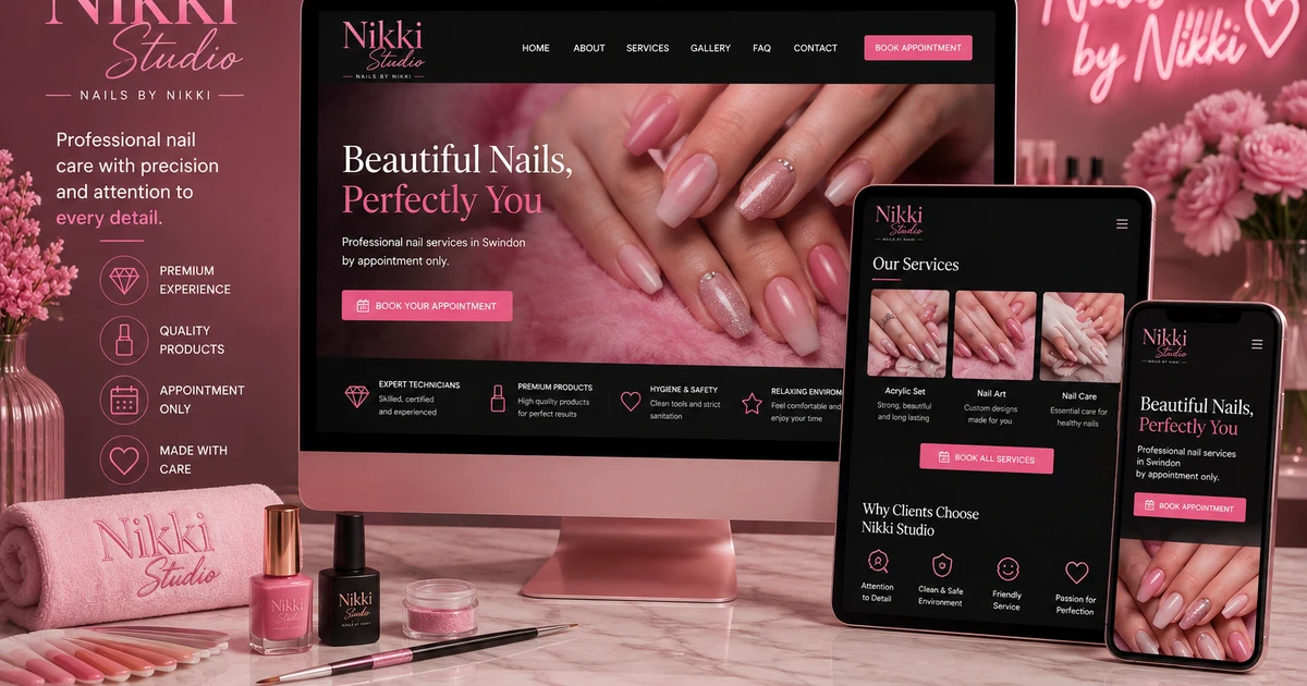 Nikki Studio: Identidade Visual Sofisticada e Plataforma Digital para Estúdio de Beleza no Reino Unido