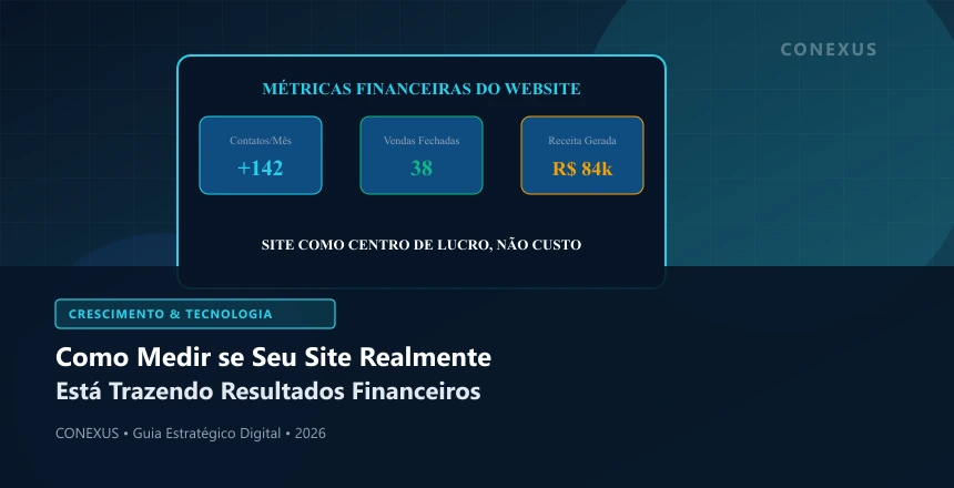 Painel analítico exibindo gráficos de desempenho comercial, metas alcançadas e contatos gerados via site corporativo