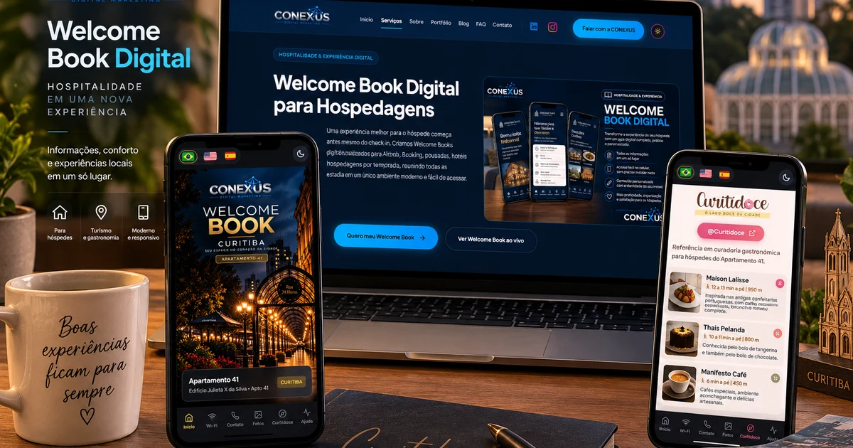 Welcome Book Digital: Solução Tecnológica CONEXUS para Experiência do Hóspede e Gestão de Anfitriões