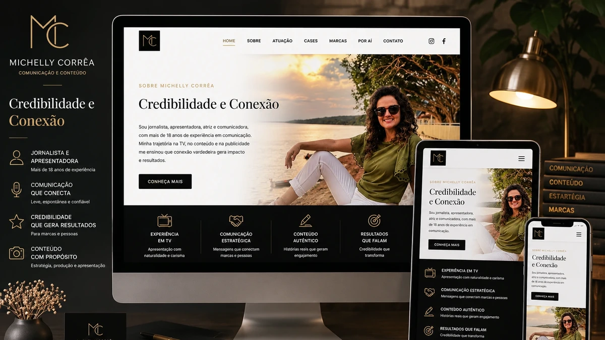 Michelly Correa: Website Institucional de Autoridade para Jornalismo e Assessoria de Imprensa