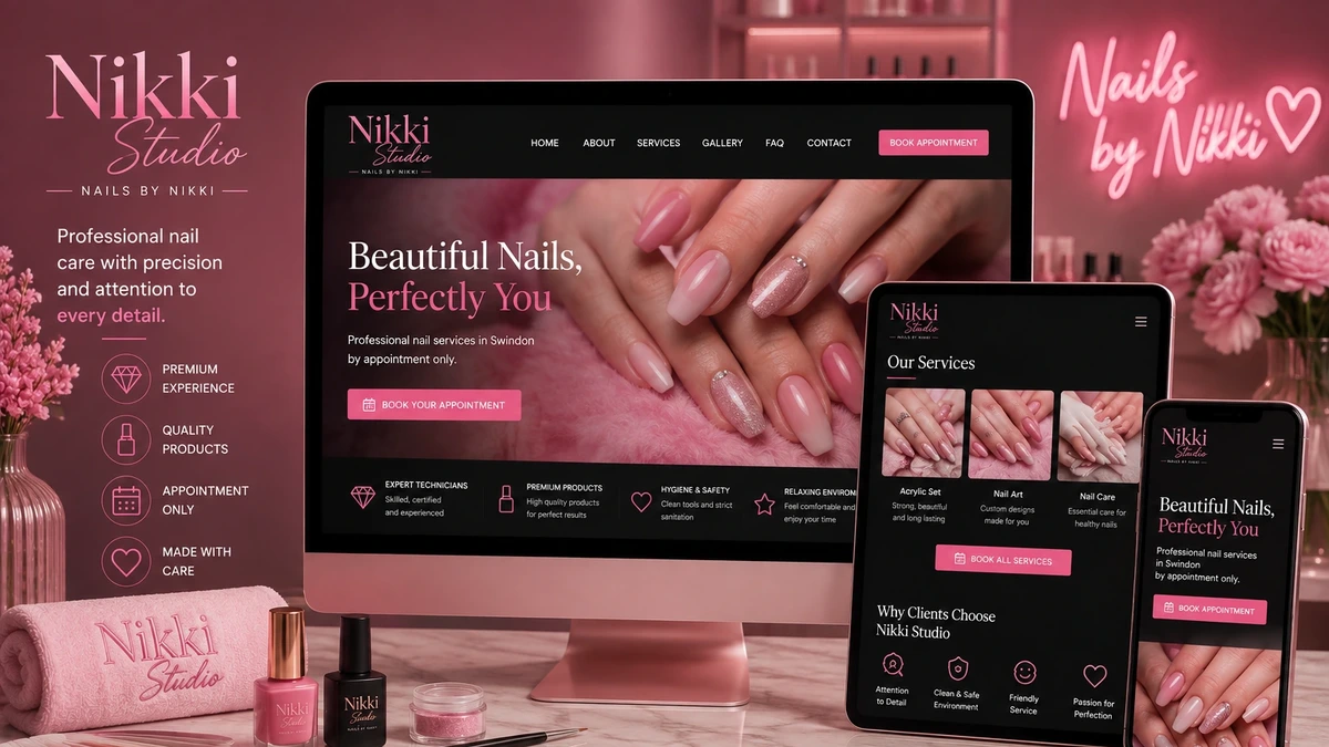 Nikki Studio: Identidade Visual Sofisticada e Plataforma Digital para Estúdio de Beleza no Reino Unido