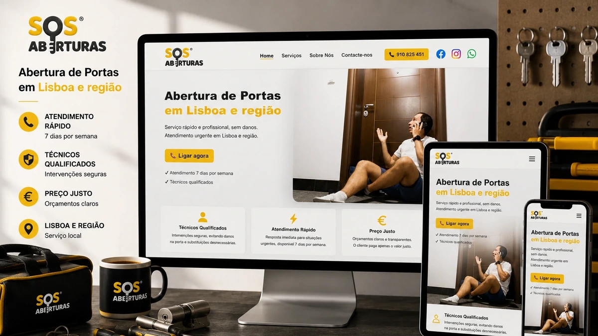 SOS Aberturas: Arquitetura de Conversão Direta para Serviços Emergenciais de Fechaduras em Lisboa (Portugal)