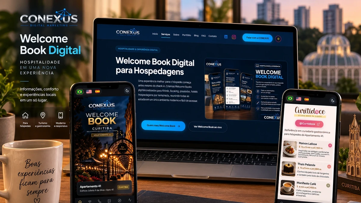 Welcome Book Digital: Solução Tecnológica CONEXUS para Experiência do Hóspede e Gestão de Anfitriões